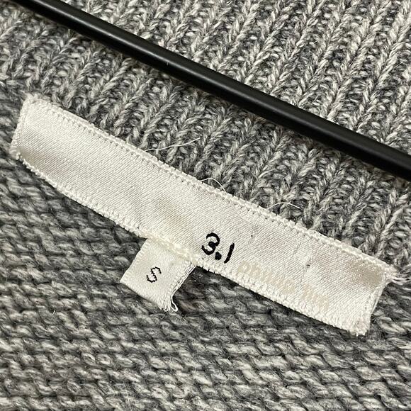 3.1 Phillip Lim Cashmere Deep V Neck Sweater Tunic - Gray - Small - Picture 9 of 11